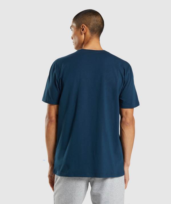 Panske Tricka Gymshark Sharkhead Infill Námornícka Modrá | QS6284159